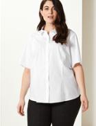 Marks & Spencer Curve Cotton Rich Button Detailed Shirt White
