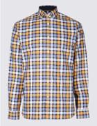 Marks & Spencer Pure Cotton Checked Shirt With Pocket Sunflower