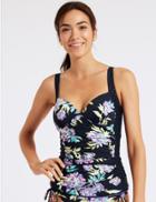 Marks & Spencer Secret Slimming&trade; Floral Print Tankini Top Navy Mix
