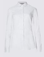 Marks & Spencer Cotton Rich Long Sleeve Shirt White