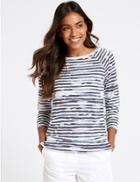 Marks & Spencer Printed Raglan Round Neck 3/4 Sleeve Top Blue Mix
