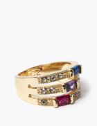 Marks & Spencer Gold Plated Gem Multi Band Ring Gold Mix