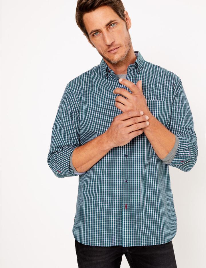 Marks & Spencer Pure Cotton Checked Shirt Teal