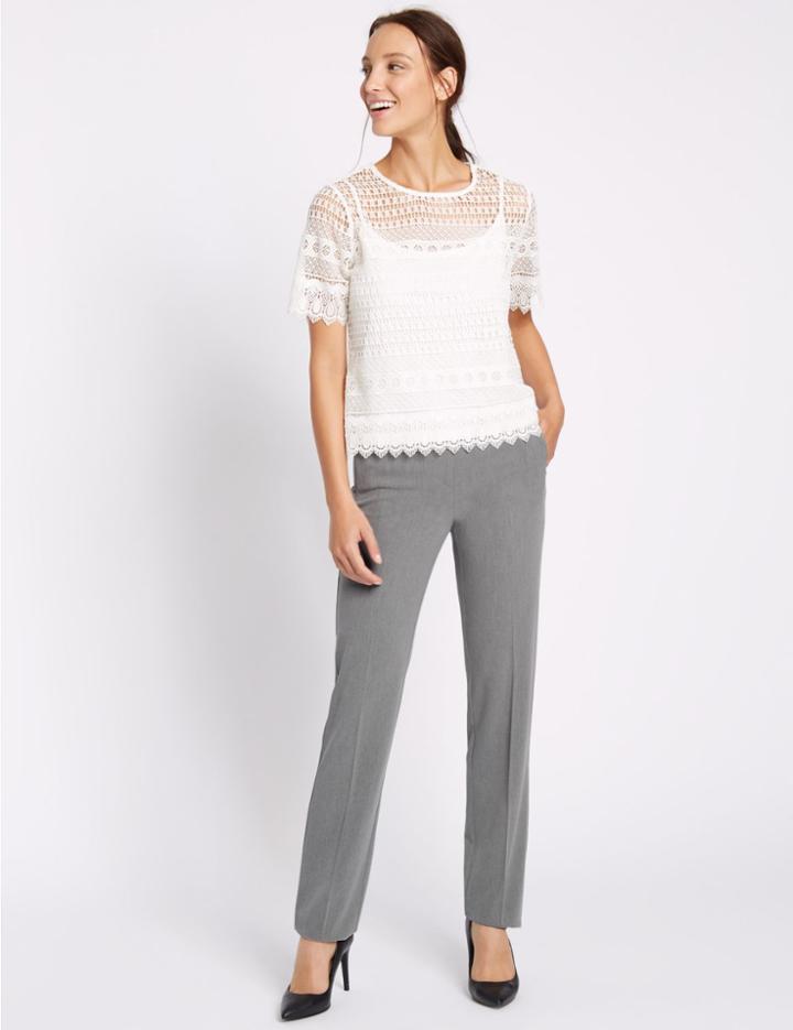 Marks & Spencer Straight Leg Trousers Light Grey