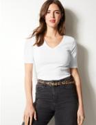 Marks & Spencer Pure Cotton V-neck Regular Fit T-shirt White