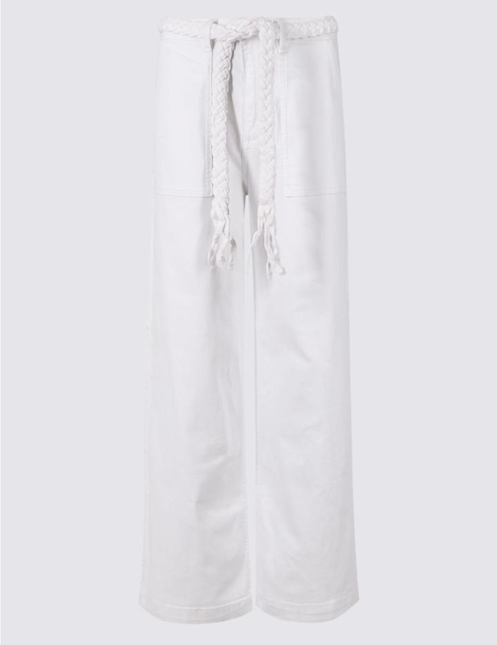 Marks & Spencer Wide Leg Plait Roma Rise Jeans Soft White