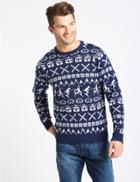 Marks & Spencer Novelty Crew Neck Jumper Blue