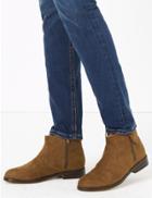 Marks & Spencer Faux Fur Lined Side Zip Ankle Boots Tan