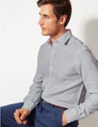 Marks & Spencer Linen Rich Tailored Fit Shirt Light Grey