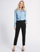 Marks & Spencer Cotton Blend 4 Way Stretch Ankle Grazer Trousers Black