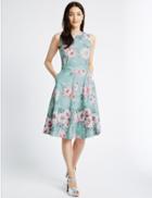 Marks & Spencer Cotton Rich Floral Print Skater Dress Multi