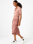 Marks & Spencer Open Collar Polo Knitted Top Dusted Pink