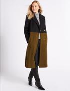 Marks & Spencer Colour Block Coat Black Mix