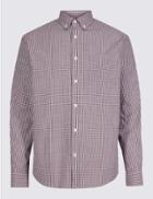 Marks & Spencer Pure Cotton Checked Shirt With Pocket Russet