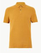 Marks & Spencer Slim Fit Pure Cotton Polo Shirt Ochre