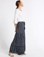 Marks & Spencer Printed Straight Maxi Skirt Navy Mix