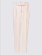 Marks & Spencer Pleated Belt Front Tapered Leg Trousers Pale Pink
