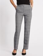 Marks & Spencer Checked Straight Leg Trousers Grey Mix