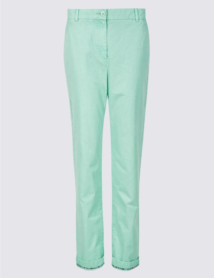 Marks & Spencer Pure Cotton Turn-up Chinos Pale Jade