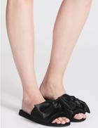 Marks & Spencer Satin Bow Open Toe Mule Slippers Black