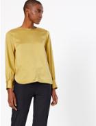 Marks & Spencer Pure Silk Relaxed Fit Blouse Mustard