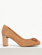 Marks & Spencer Wide Fit Suede Almond Trim Court Shoes Nude
