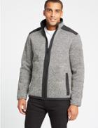 Marks & Spencer Textured Fleece Jacket Grey Mix