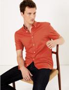 Marks & Spencer Linen Rich Slim Fit Shirt Rust