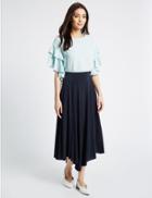 Marks & Spencer Dipped Hem A-line Midi Skirt Navy
