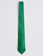 Marks & Spencer Pure Silk Spotted Tie Bright Green