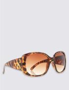 Marks & Spencer Rectangular Wrap Oversized Sunglasses Brown Mix