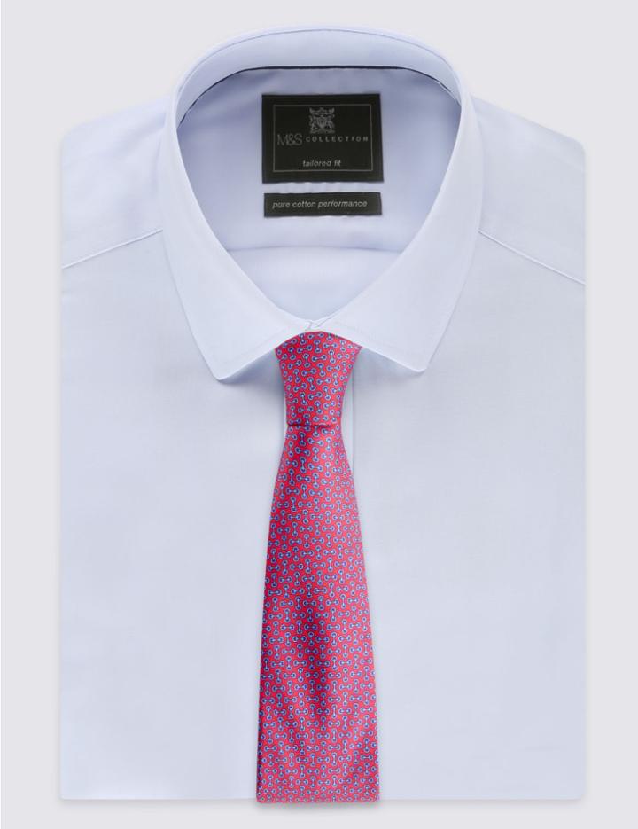 Marks & Spencer Pure Silk Geometric Print Tie Red Mix