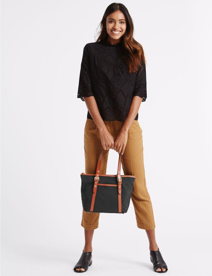 Marks & Spencer Eyelet Tote Bag Black Mix