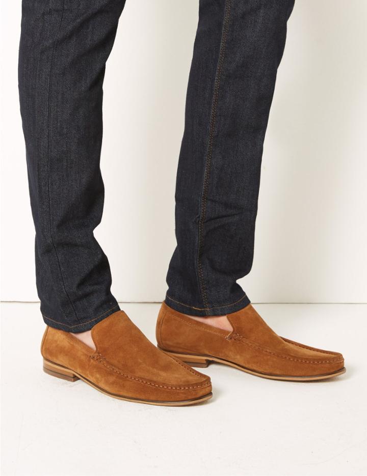 Marks & Spencer Suede Slip-on Loafers Cognac