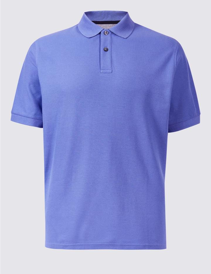 Marks & Spencer Pure Cotton Pique Polo Shirt Dark Lilac