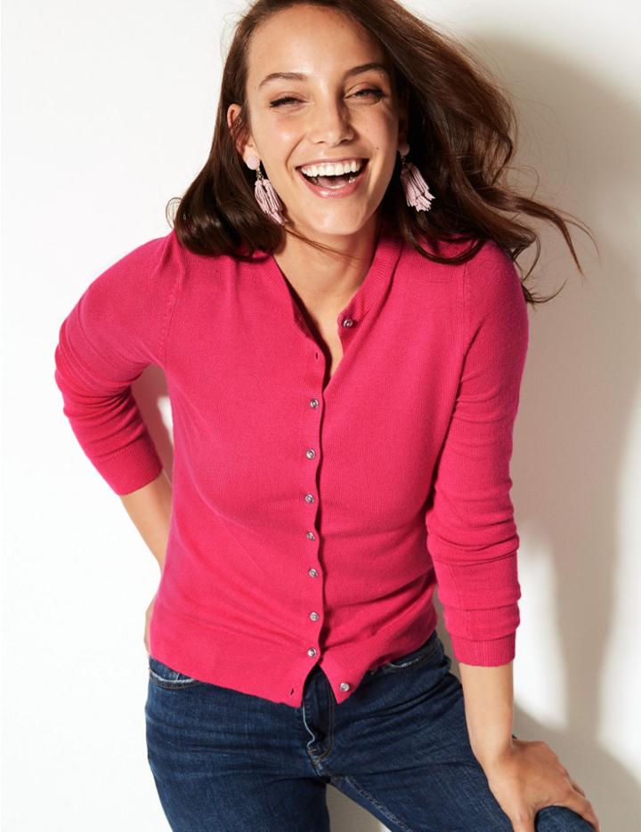 Marks & Spencer Long Sleeve Round Neck Cardigan Very Pink
