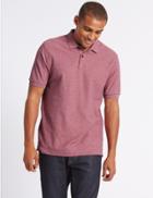 Marks & Spencer Pure Cotton Textured Polo Shirt Raspberry