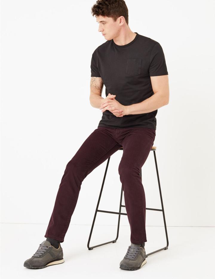 Marks & Spencer Slim Fit Cotton Rich Jeans Burgundy
