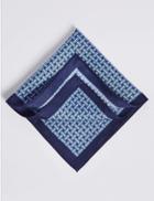 Marks & Spencer Pure Silk Geometric Print Pocket Square Blue Mix