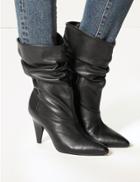 Marks & Spencer Leather Smart Point Slouch Boots Black