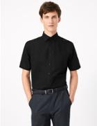 Marks & Spencer 3 Pack Short Sleeve Easy Iron Shirts Black