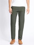 Marks & Spencer Slim Fit Pure Cotton Flat Front Chinos Green