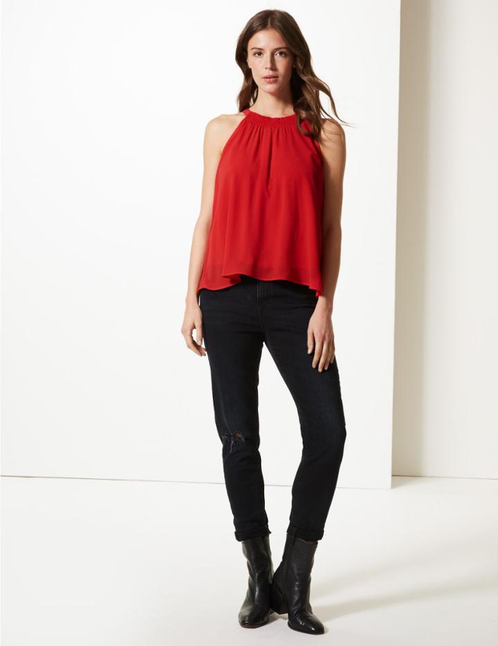 Marks & Spencer Halter Neck Blouse Red