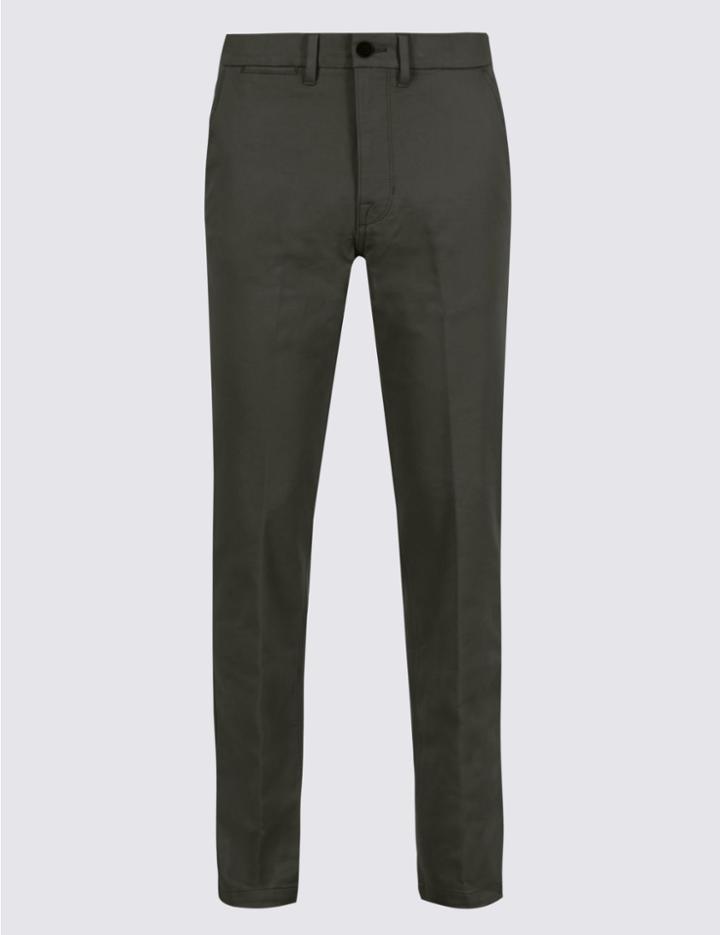 Marks & Spencer Slim Fit Cotton Rich Chinos Green