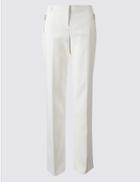 Marks & Spencer Cotton Blend Straight Leg Trousers Soft White