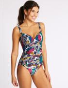 Marks & Spencer Secret Slimming&trade; Non-wired Plunge Swimsuit Purple Mix