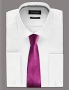 Marks & Spencer Pure Silk Micro Dotted Tie Fuchsia