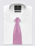 Marks & Spencer Pure Silk Geometric Print Tie Cranberry