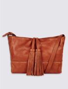 Marks & Spencer Leather Tassel Across Body Bag Tan