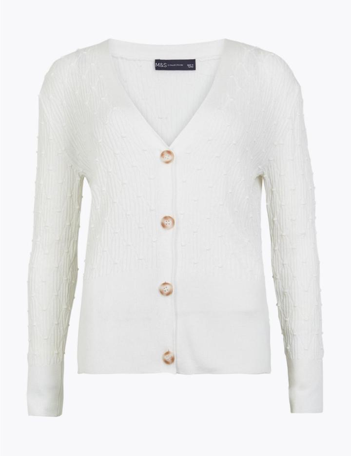Marks & Spencer Argyle Stitch Cardigan Cream